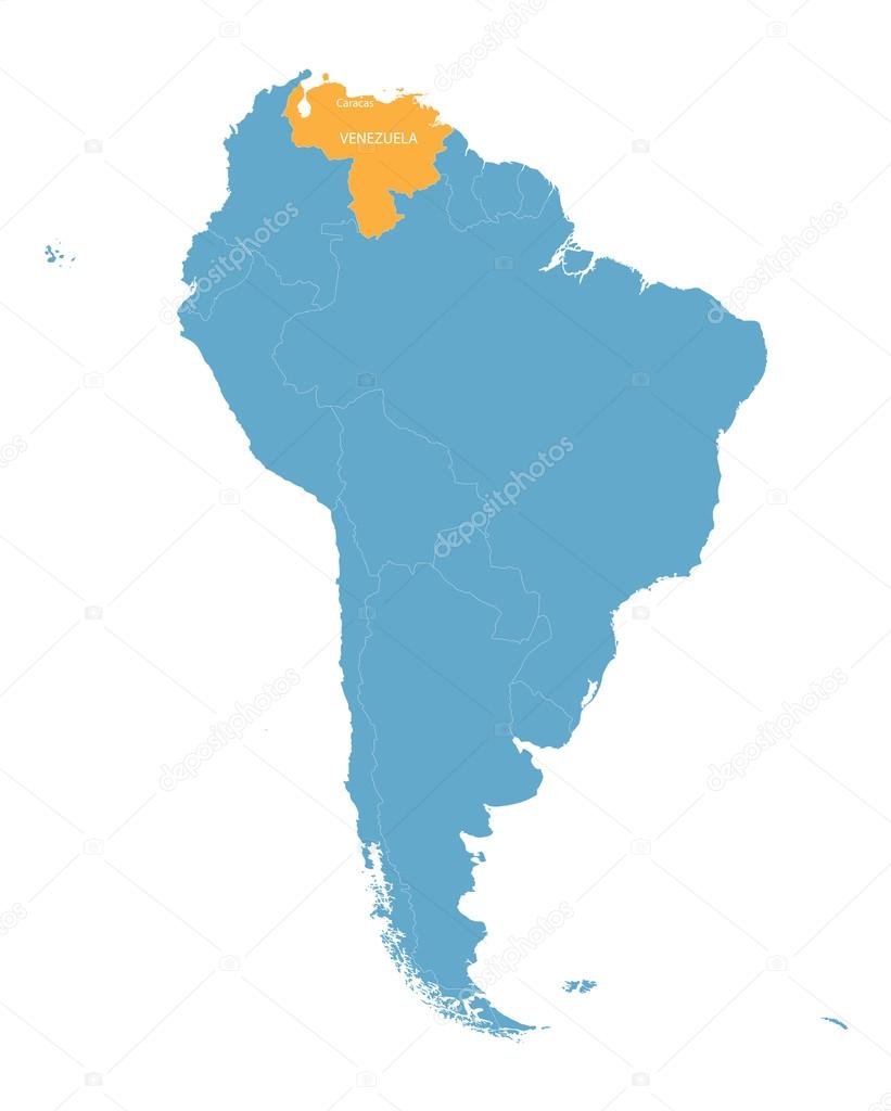 map of South America with indication of Venezuela