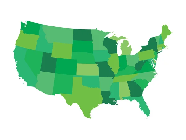 Mapa verde de Estados Unidos — Vector de stock