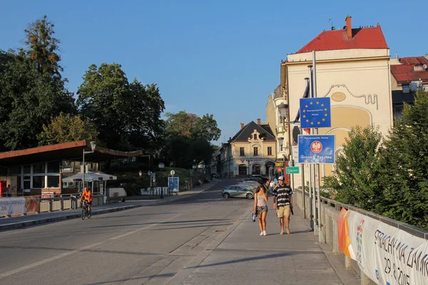 Cieszyn - AUGUST 30: Polish border with the Czech Republic on Friendship Bridge in Cieszyn; on August 30, 2015 in Cieszyn, Poland. — Stock Photo, Image