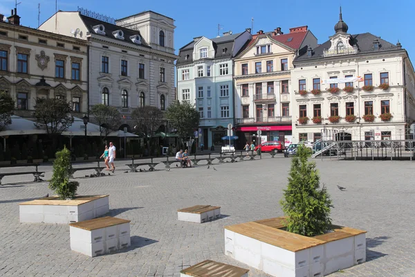Cieszyn - 30 augustus: mooie oude stad en markt plein in Cieszyn; op 30 augustus, 2015 in Cieszyn, Polen. — Stockfoto