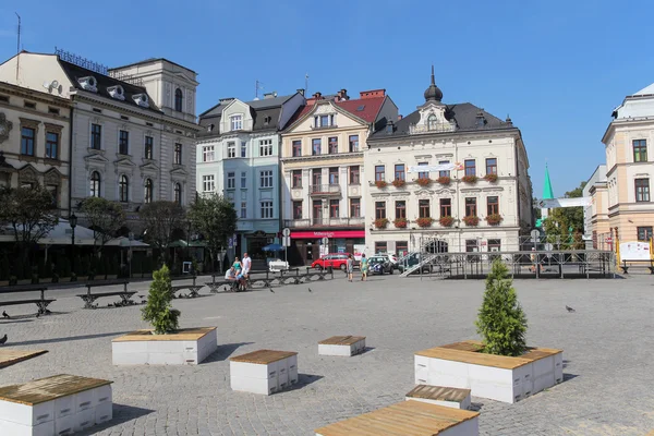 Cieszyn - 30 de agosto: bela cidade velha e praça do mercado em Cieszyn; em 30 de agosto de 2015 em Cieszyn, Polônia . — Fotografia de Stock