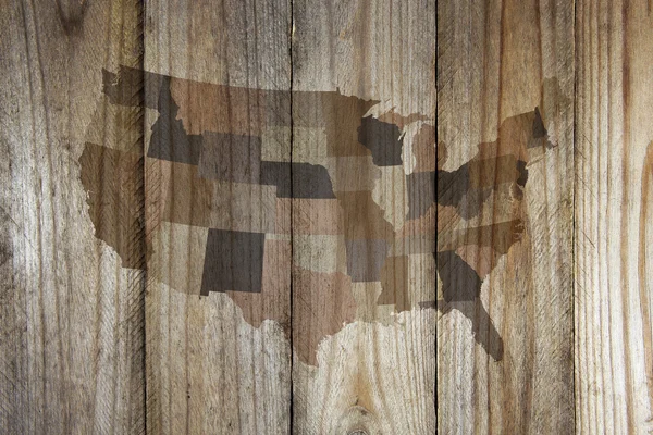 United States map on wooden background — Stockfoto