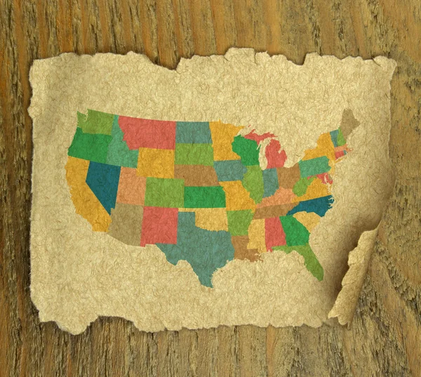 Estados Unidos mapa na textura de papel vintage — Fotografia de Stock