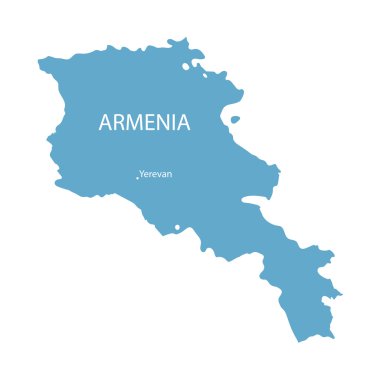 Ermenistan'ın mavi harita göstergesi Yerevan ile