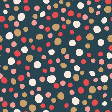 Renkli noktalı kusursuz soyut desen; noeller, tatil arkaplanı; ambalaj kağıdı, tebrik kartları, hediye etiketleri, duvar kağıdı illüstrasyonu-