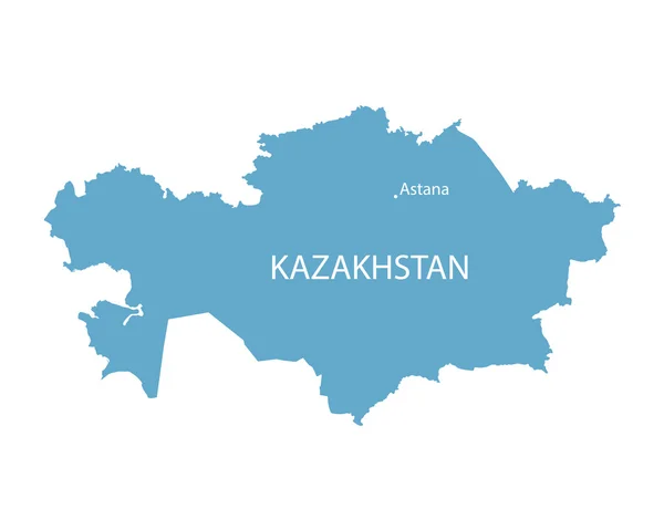 Blue map of Kazakhstan with indication of Astana — Stock Vector