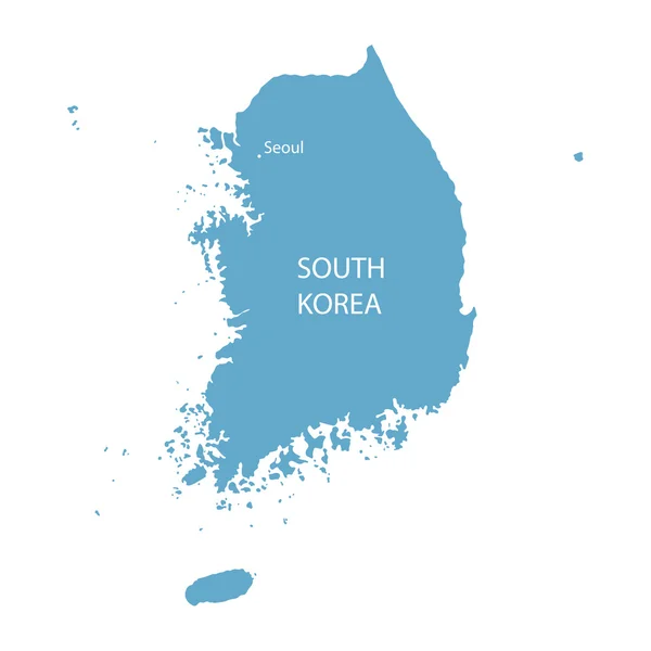 Mapa azul de Corea del Sur — Vector de stock