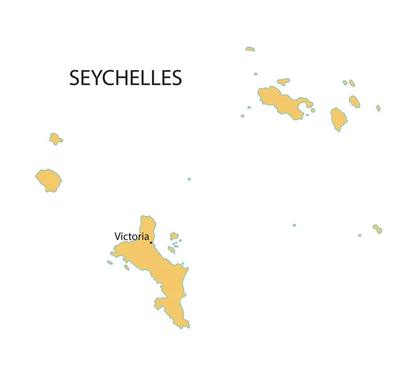 Carte vectorielle de Seyschelles avec indication de Victoria — Image vectorielle