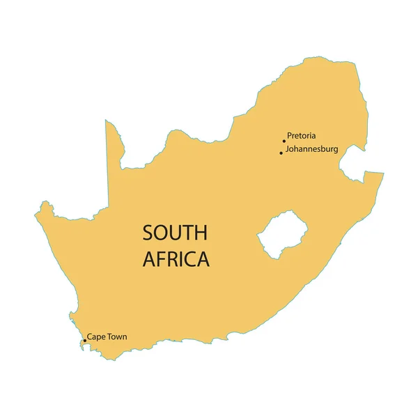 Vektor karta över Sydafrika med uppgift om huvudstäder — Stock vektor