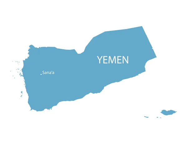 Mapa vectorial azul de Yemen con indicación de Sanaa — Archivo Imágenes Vectoriales