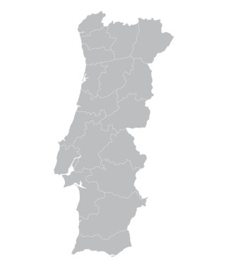 gri harita Portekiz (ilçesinden ayrı katmanlar)