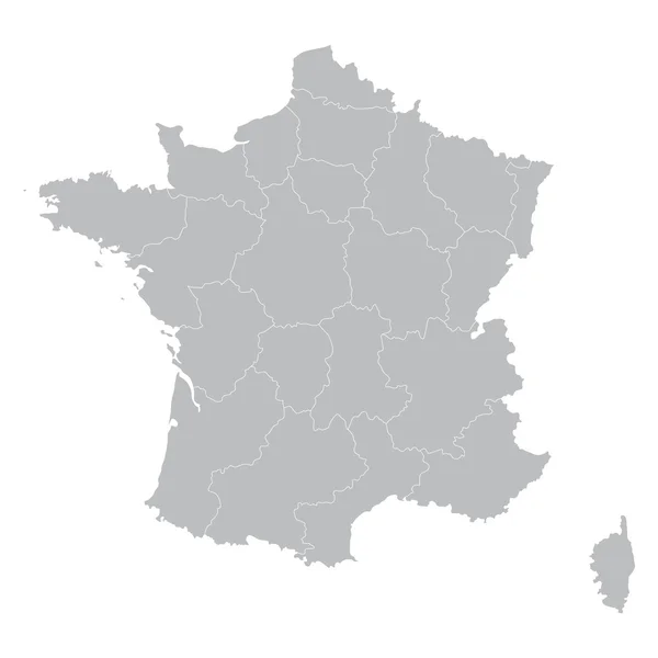 Mapa gris de Francia (todas las regiones en capas separadas ) — Vector de stock