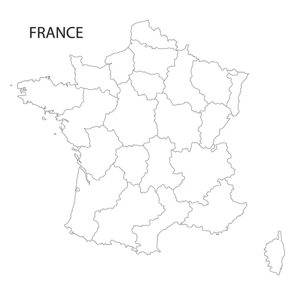 法国地图 (所有区域在单独的图层上的轮廓) — 图库矢量图片