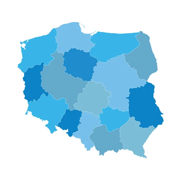 Blue map of Poland — Stock Vector