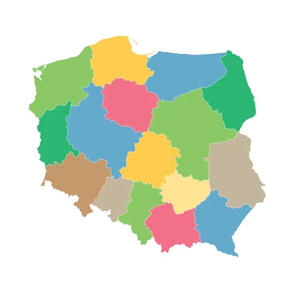 Bunte Vektorkarte von Polen — Stockvektor