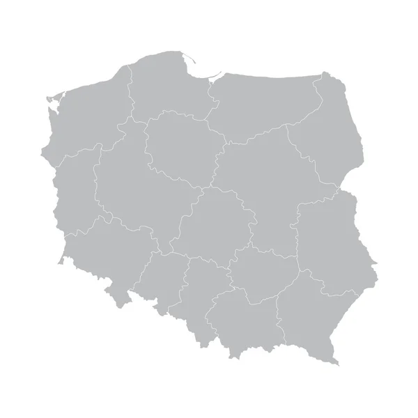 Šedá vektorová Mapa Polska — Stockový vektor