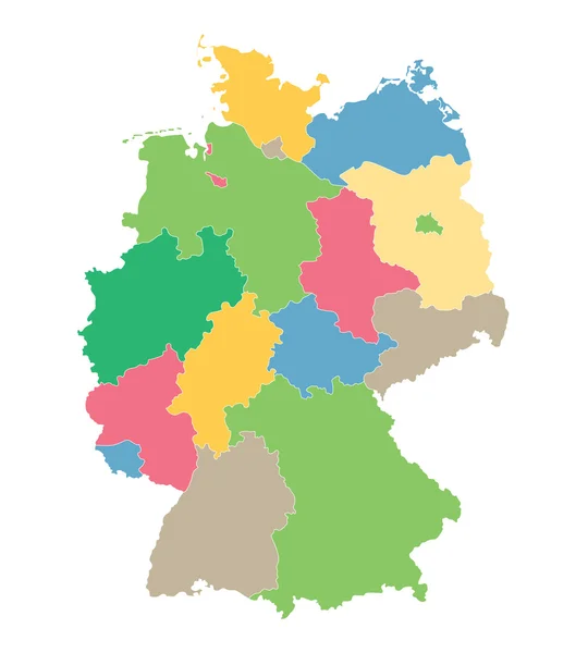 Mapa vectorial colorido de Alemania (todos los estados federales en l separado — Archivo Imágenes Vectoriales