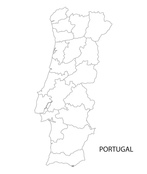 Overzicht van Portugal kaart (de districten op afzonderlijke lagen) — Stockvector