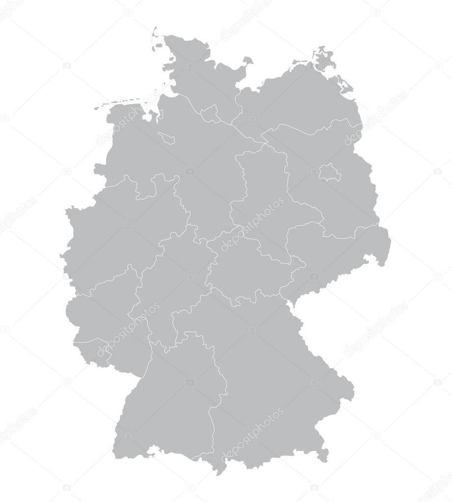 grey vector map of Germany (all federal states on separate layer