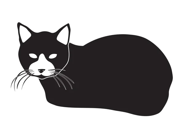 Schwarze Vektorsilhouette der liegenden Katze — Stockvektor