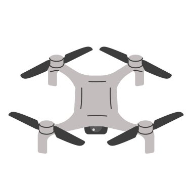 İnsansız hava aracı, modern teknolojinin sembolü, hava fotoğrafçılığı ve yenilik, uzaktan kumanda cihazı konsepti, teknoloji, medya ve gelecek temalar - vektör illüstrasyonu