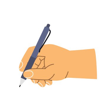 Kalemle el, yazı kavramı, belge - vektör illüstrasyonunu imzalama