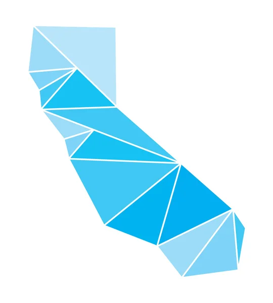 Mapa vectorial poligonal azul de California — Vector de stock