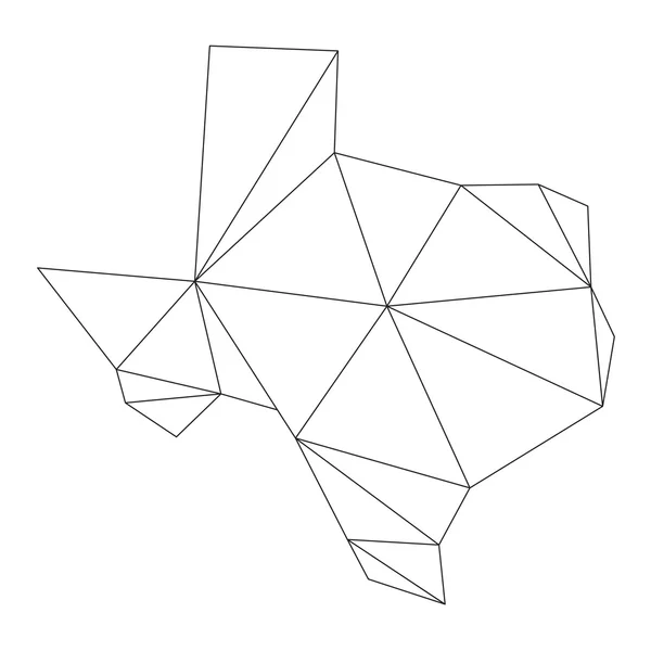 Black polygonal outline of Texas vector map — Stock Vector