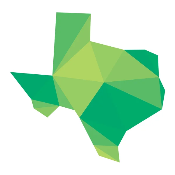 Zielony wielokątne Texas wektor mapa — Wektor stockowy