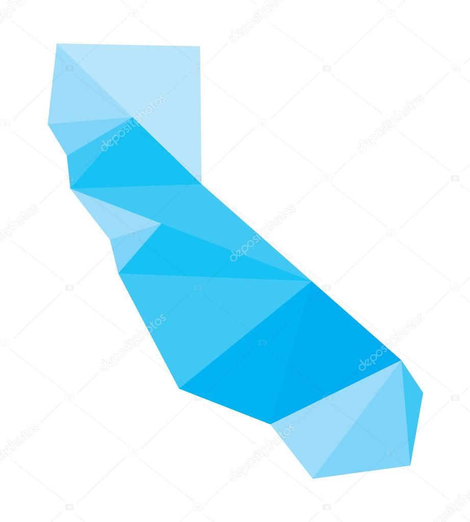 blue polygonal vector map of California