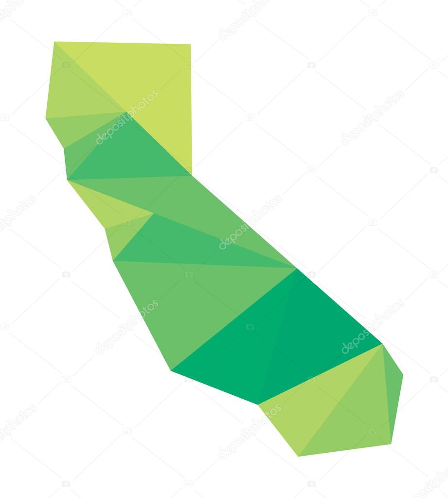 green polygonal vector map of California