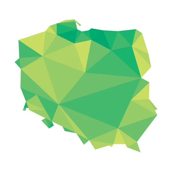 Green polygonal vector map of Poland — Stock Vector