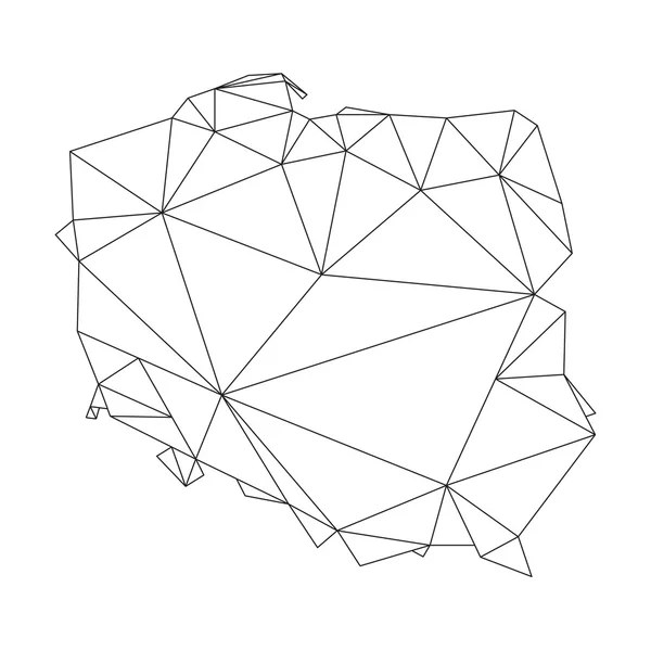 Contour polygonal noir de la carte vectorielle de Pologne — Image vectorielle