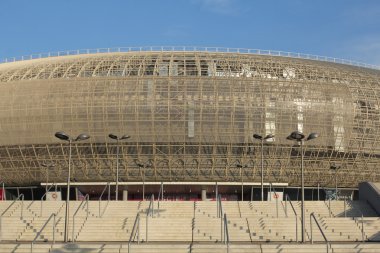 Krakow, Polonya- 29 Ekim 2015: Tauron Arena Krakow; Krakow Arena Polonya'nın en büyük (22 800 seyirci için) ve dünya salonu eğlence ve spor mekan en modern biridir