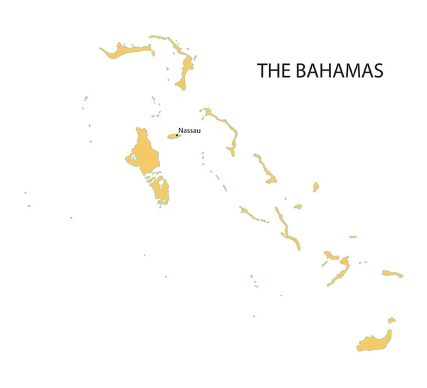 Vector map of Bahamas with indication of Nassau — Stock Vector