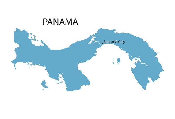 Blue map of Panama with indication of Panama City — Stock Vector