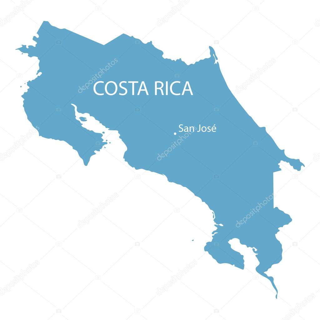 blue map of Costa Rica with indication of San Jose