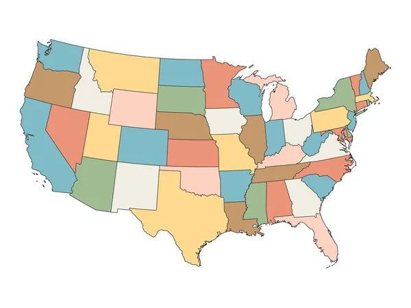 Mapa colorido de Estados Unidos —  Vetores de Stock