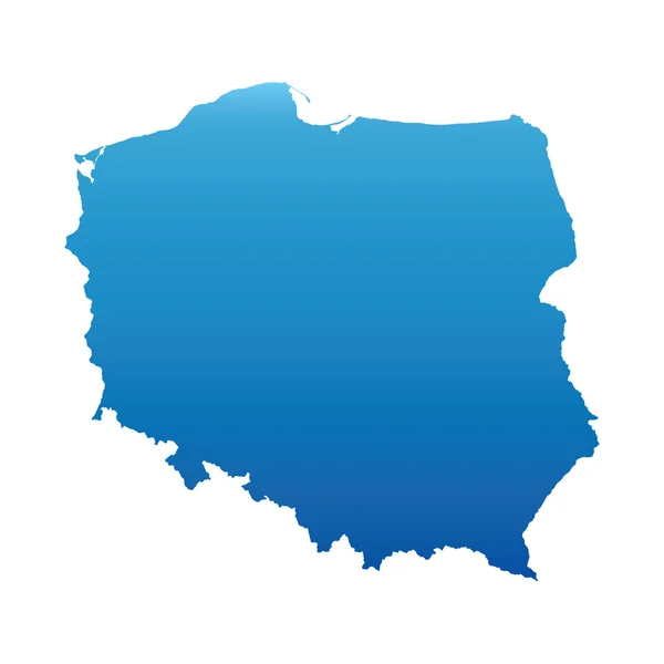 Mapa azul de Polônia — Vetor de Stock