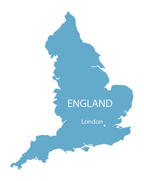 Blue vector map of England with indication of London — Stock Vector