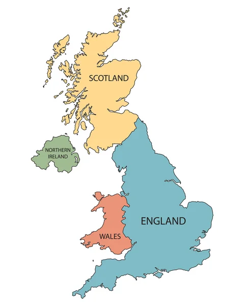 イギリスの国のカラフルな地図 — ストックベクタ