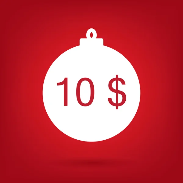 크리스마스 판매 스티커 태그, 10 달러 가격 — 스톡 벡터