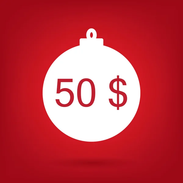 크리스마스 판매 스티커 태그, 가격 50 달러 — 스톡 벡터
