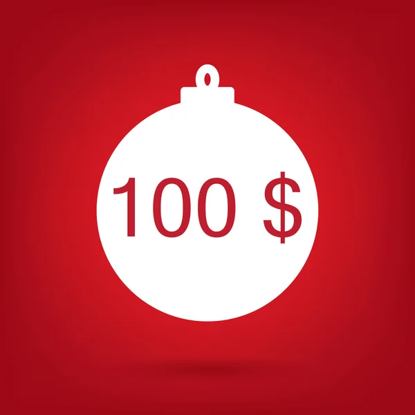 크리스마스 판매 스티커 태그, 가격 100 달러 — 스톡 벡터