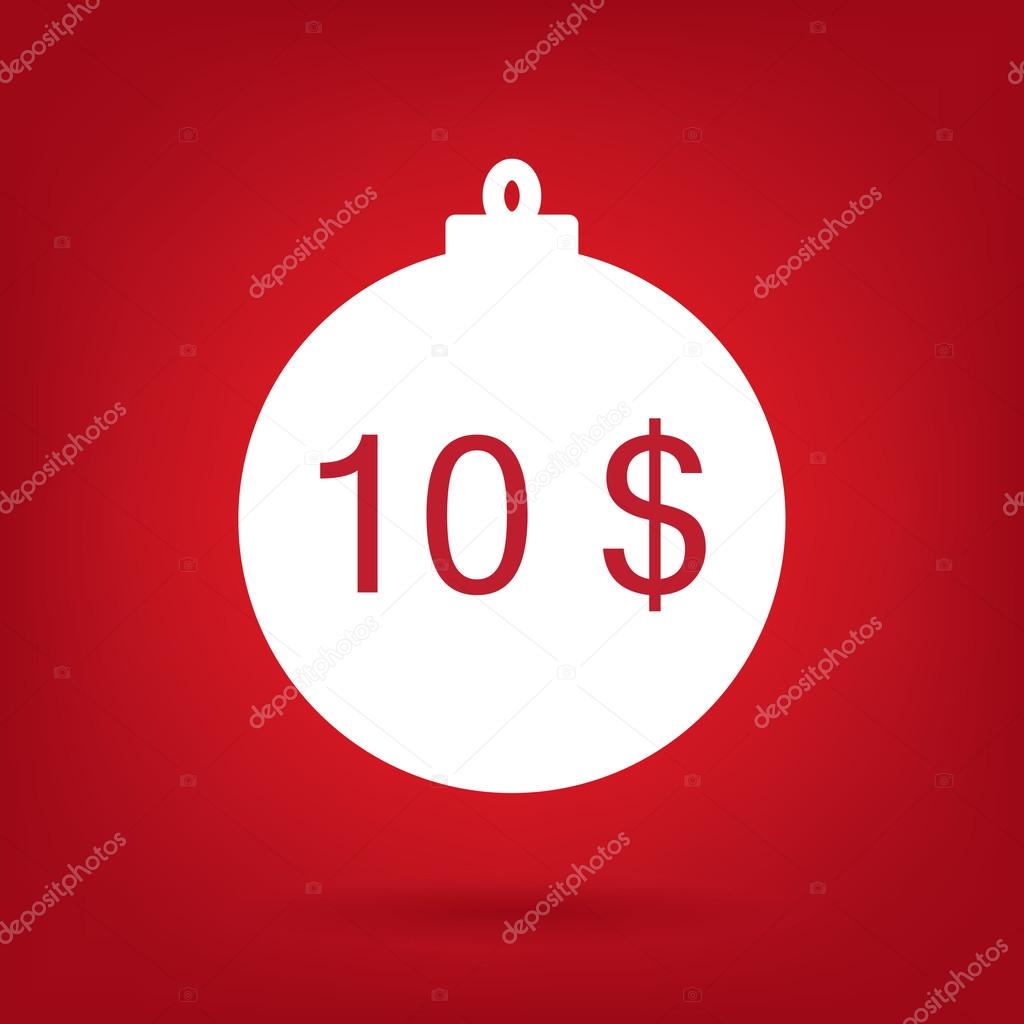 christmas sale sticker tag, price 10 dollars