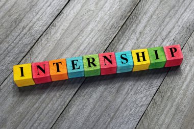 internship word on colorful wooden cubes clipart