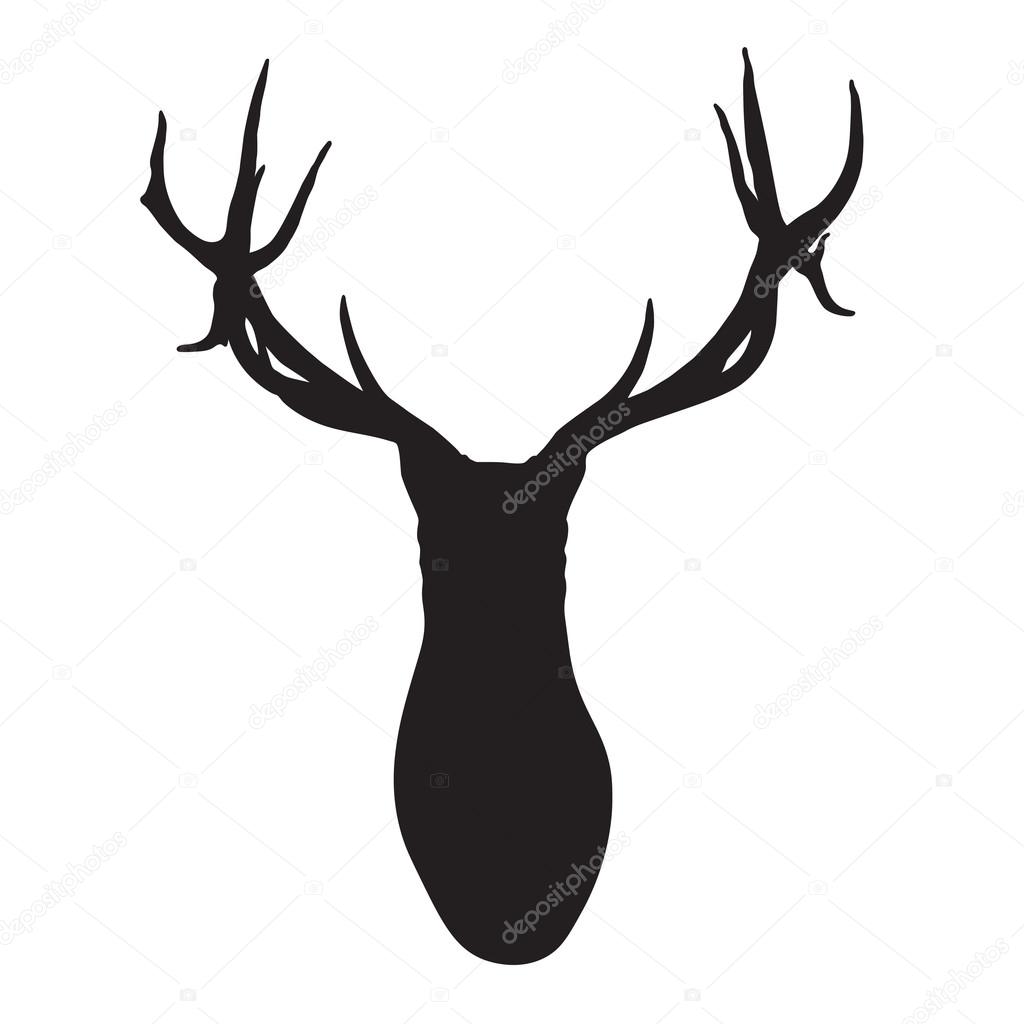 black silhouette of deer head