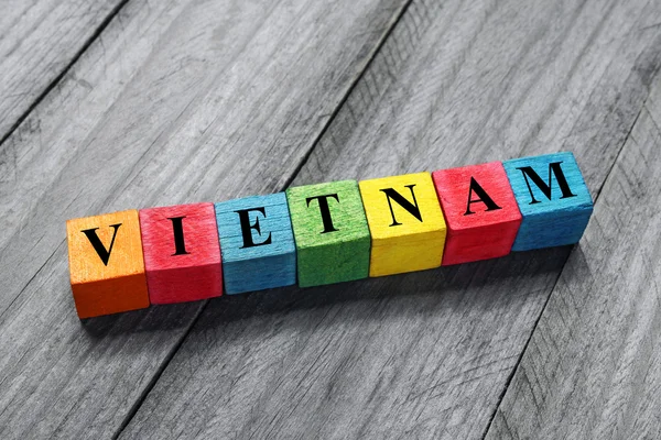 Vietnam text on colorful wooden cubes — Stockfoto