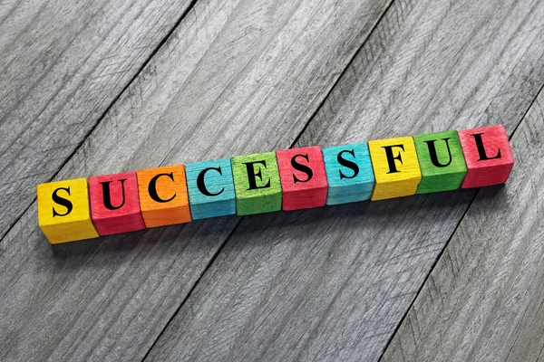 Successful text on colorful wooden cubes — Stock Photo, Image