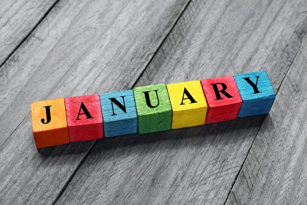January text on colorful wooden cubes Obrazy Stockowe bez tantiem